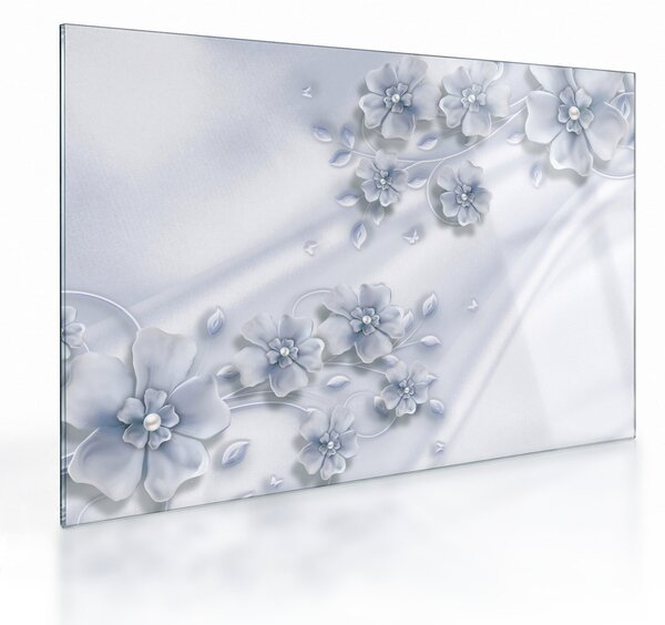 Tablou pe sticlă - Design flori (70x50 cm)