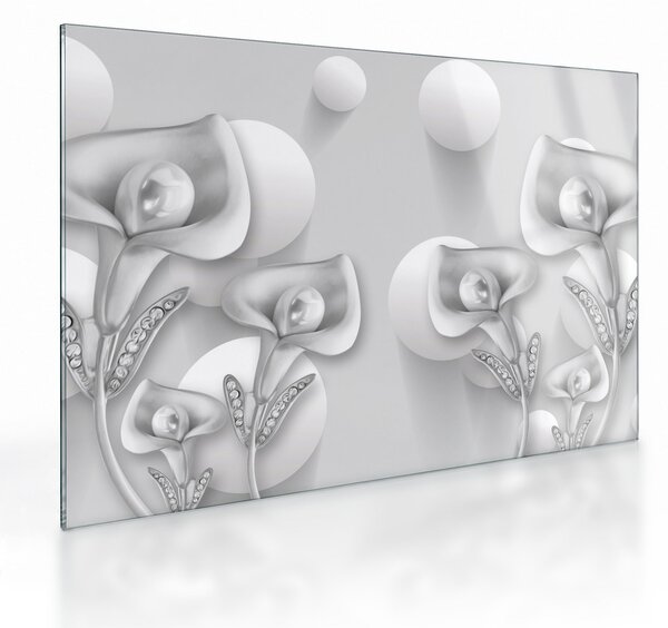 Tablou pe sticlă -Design flori (70x50 cm)