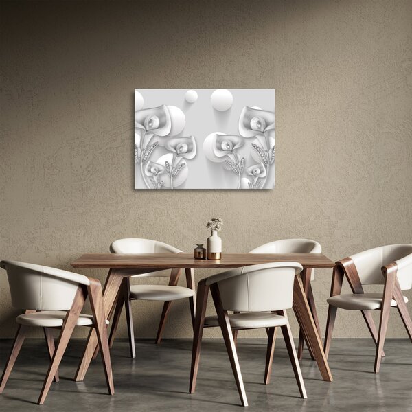 Tablou pe sticlă -Design flori (70x50 cm)