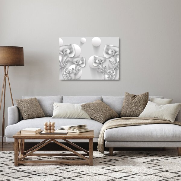Tablou pe sticlă -Design flori (70x50 cm)
