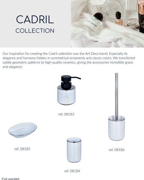 BISK Erga Cadril, cupă pentru periuță de dinți în picioare, alb-crom, ERG-08184