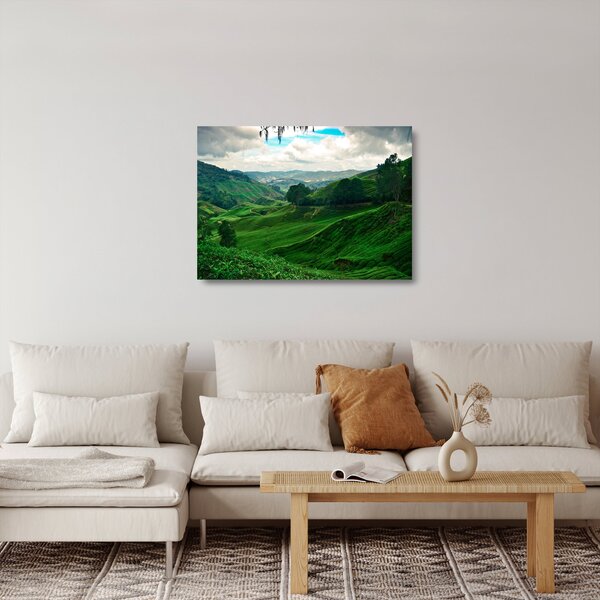 Tablou pe sticlă Plantații de ceai - Malaezia (70x50 cm)