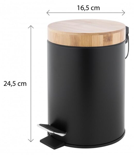 Erga Coș de gunoi Erga, coș de gunoi rotund 3l din oțel inoxidabil, maro-negru, ERG-YKA-CH.BIN-BLK