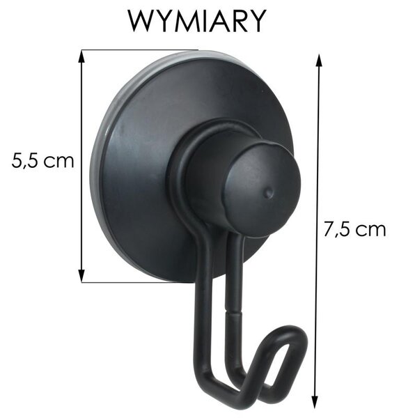 Erga Dexi, 1 cârlig pentru prosoape pe ventuză, negru mat, ERG-YKA-CH.DEXI-H1-BLK