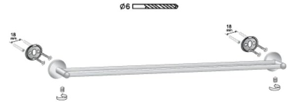 BISK Erga FOR YOU, suport pentru prosoape 1 rând 600 mm, negru mat, ERG-08259