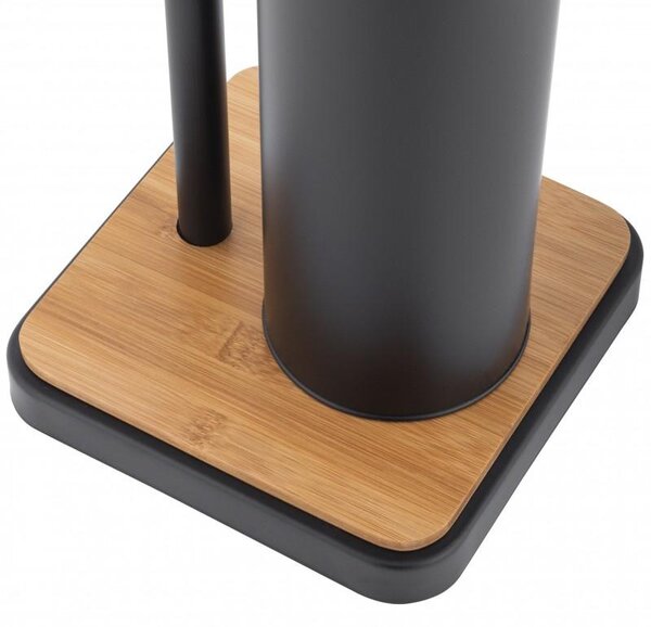 Erga Dyka, suport pentru hartie igienica si perie toaleta 18x18x72 cm, negru-maro mat, ERG-YKA-P.DYKA-BLK