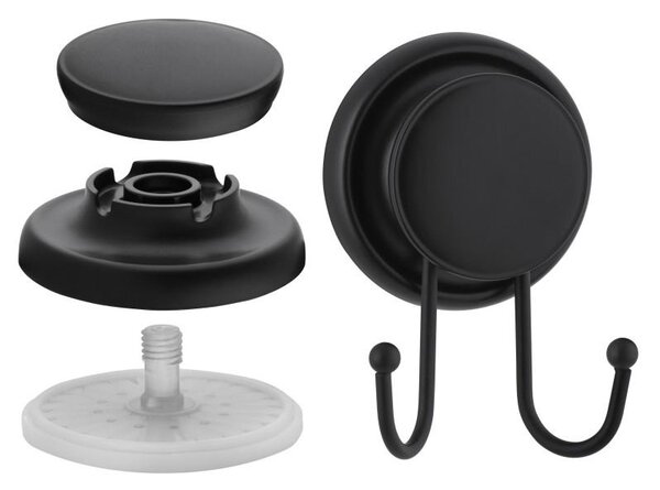 Erga Gavi, 2 carlige pentru prosoape pe ventuza, negru mat, ERG-YKA-CH.GAVI-H2-BLK