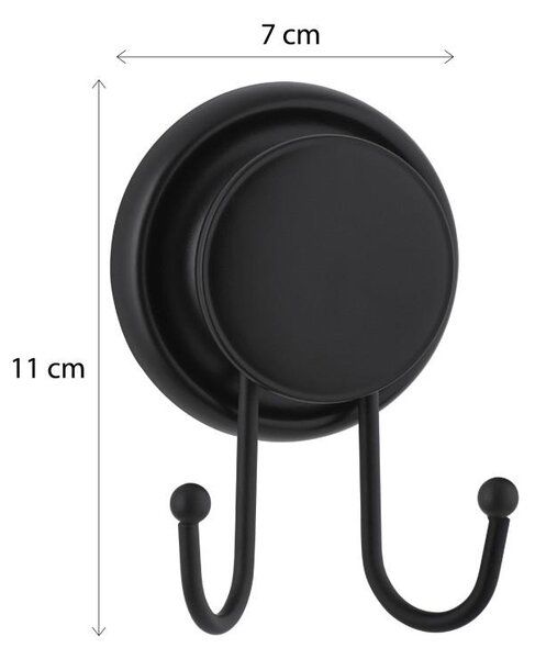 Erga Gavi, 2 carlige pentru prosoape pe ventuza, negru mat, ERG-YKA-CH.GAVI-H2-BLK