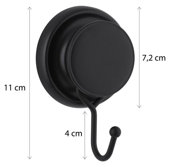Erga Gavi, 1 cârlig pentru prosop pe ventuză, negru mat, ERG-YKA-CH.GAVI-H1A-BLK