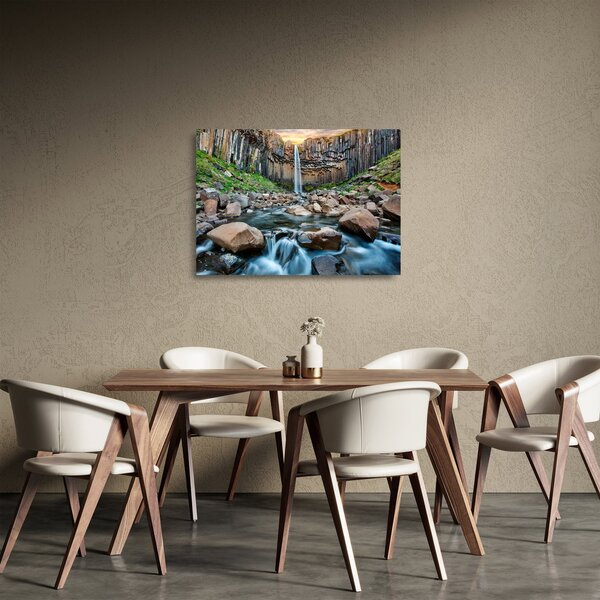 Tablou pe sticlă - Cascada Svartifoss, Islanda (70x50 cm)