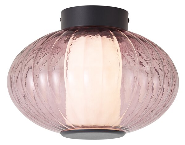 Plafonieră de design neagră 28cm cu sticlă mov incl. LED cu 3 trepte de intensitate luminoasă - Margherite