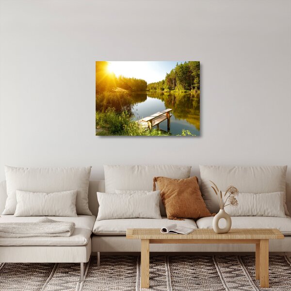 Tablou pe sticlă - Lac la munte (70x50 cm)