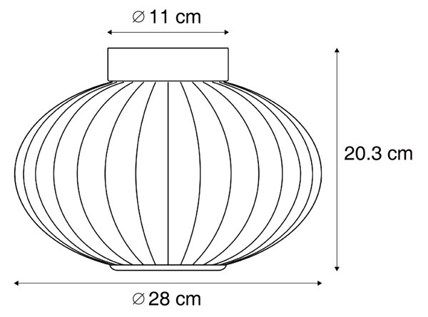 Plafonieră de design neagră 28cm cu sticlă mov incl. LED cu 3 trepte de intensitate luminoasă - Margherite
