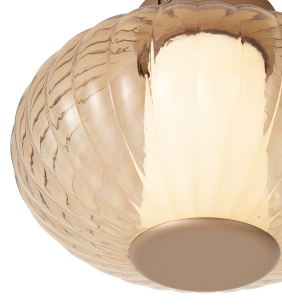 Design Ceiling Lamp Brass 28cm with Amber Glass Incl. LED 3-Step Dimmable - Margherite