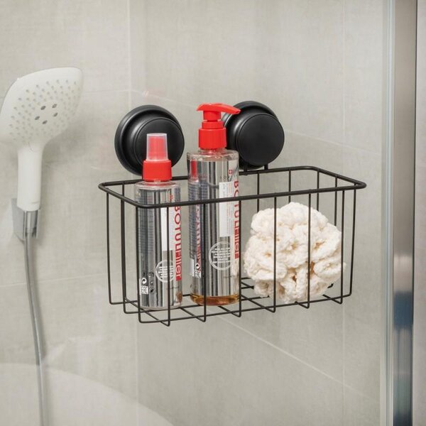 Erga Gavi, cos de baie pentru cosmetice 30x12x19 cm pentru ventuze, negru mat, ERG-YKA-CH.GAVI-PP-KP-BLK