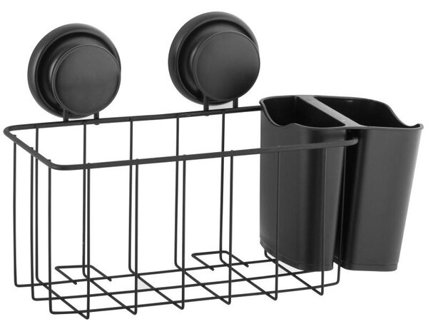 Erga Gavi, cos de baie pentru cosmetice 30x12x19 cm pentru ventuze, negru mat, ERG-YKA-CH.GAVI-PP-KP-BLK