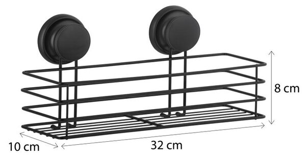 Erga Gavi, raft baie, cos baie pe ventuza 32x10x8 cm, negru mat, ERG-YKA-CH.GAVI-KPL-BLK