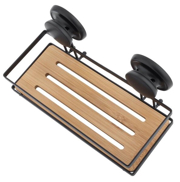 Erga Gavi, cos cosmetic 26x11x11,5 cm pentru ventuze, negru mat-maro natural, ERG-YKA-CH.GAVI-BP1