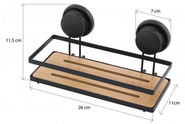 Erga Gavi, cos cosmetic 26x11x11,5 cm pentru ventuze, negru mat-maro natural, ERG-YKA-CH.GAVI-BP1