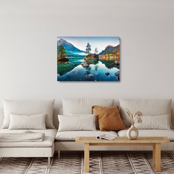 Tablou pe sticlă - Lacul Hintersee, Alpii Bavarezi, Austria (70x50 cm)