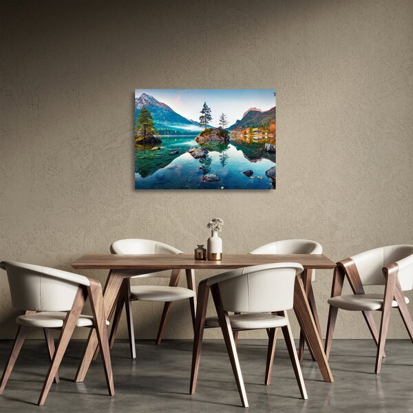 Tablou pe sticlă - Lacul Hintersee, Alpii Bavarezi, Austria (70x50 cm)