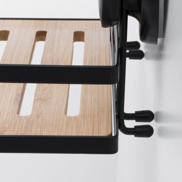 Erga Gavi, cos cosmetic 26x11x11,5 cm pentru ventuze, negru mat-maro natural, ERG-YKA-CH.GAVI-BP1
