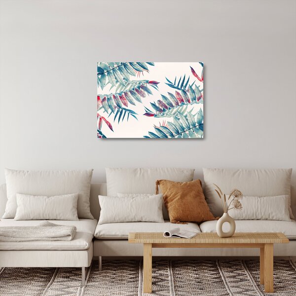 Tablou pe sticlă - Frunze tropicale (70x50 cm)
