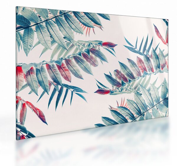 Tablou pe sticlă - Frunze tropicale (70x50 cm)