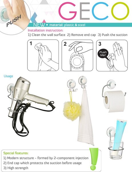 BISK Erga GECO, raft cosmetic de colt pentru ventuze, transparent, ERG-06731