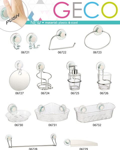 BISK Erga GECO, raft cosmetic de colt pentru ventuze, transparent, ERG-06731