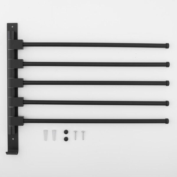 Erga Kamer, suport pentru prosoape cu 5 brațe 45x37 cm, negru mat, ERG-YKA-CH.KAMER-BLK