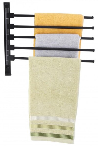 Erga Kamer, suport pentru prosoape cu 5 brațe 45x37 cm, negru mat, ERG-YKA-CH.KAMER-BLK