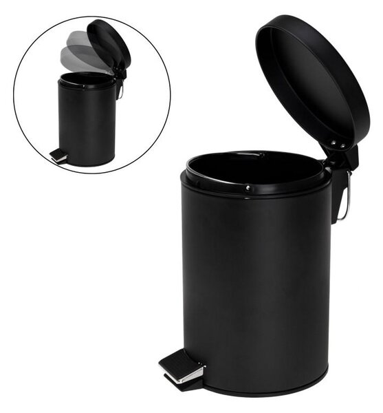 Erga Labi, coș de gunoi rotund 3l pentru picioare, închidere Soft-Close, negru mat, ERG-YKA-CH.LABI-SC-BLK