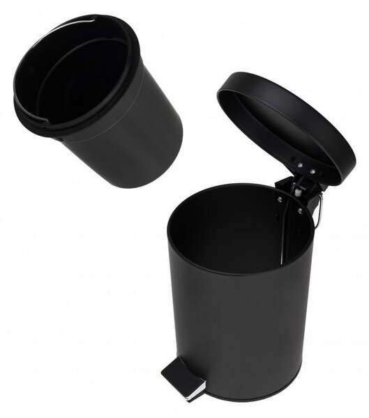 Erga Labi, coș de gunoi rotund 3l pentru picioare, închidere Soft-Close, negru mat, ERG-YKA-CH.LABI-SC-BLK