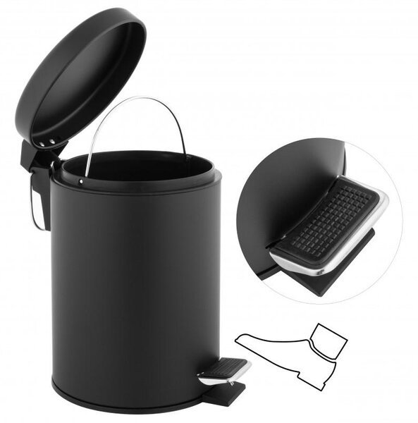 Erga Labi, coș de gunoi rotund 3l din oțel inoxidabil, negru mat, ERG-YKA-CH.LABI-BLK