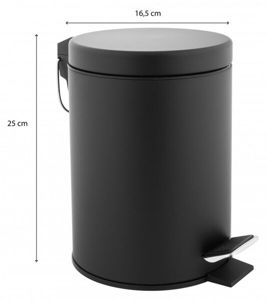 Erga Labi, coș de gunoi rotund 3l din oțel inoxidabil, negru mat, ERG-YKA-CH.LABI-BLK