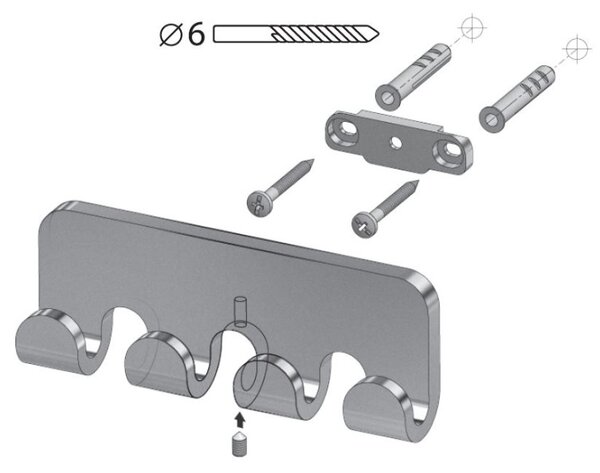 BISK Erga NATURE, 4 carlige pentru prosoape, crom, ERG-04881
