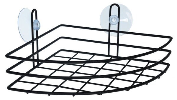 BISK Erga Niagara, poliță din sârmă de colț pentru cosmetice 186x186x90 mm pentru ventuze, negru mat, ERG-08264