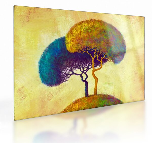 Tablou pe sticlă - Copaci în deal (70x50 cm)