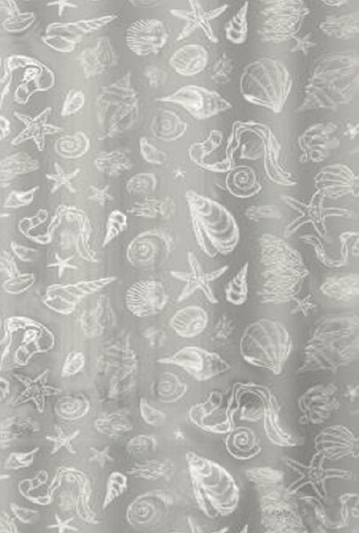 BISK Erga Peva, perdea de dus cu carlige (12 buc) 200x180 cm, model Mare gri, ERG-08269