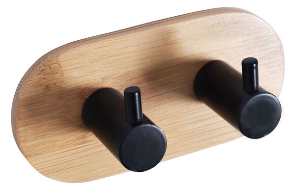 BISK Erga Plain, rotund cu 2 carlige pentru prosoape, negru-maro, ERG-08042