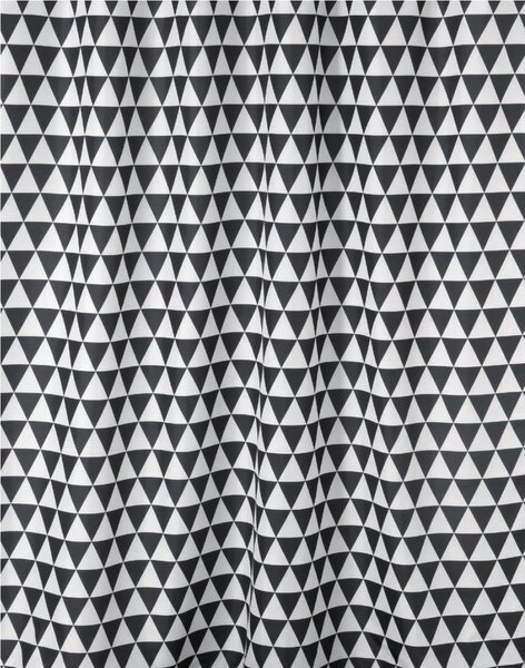 BISK Erga Plain, perdea de dus cu carlige (12 buc) 200x180 cm, alb-negru, ERG-06880