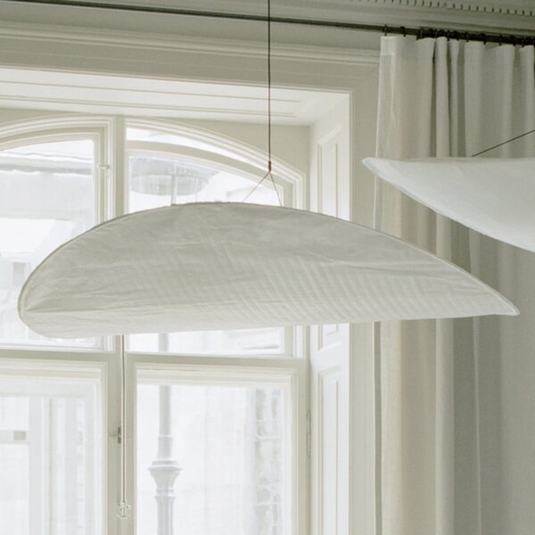 New Works Lampă suspendată LED Tense, Ø 120 cm, albă, reglabil, Alb, Bucătărie, Plastic, Design