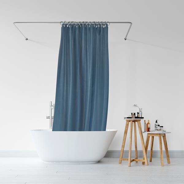 BISK Erga RIST, perdea de dus cu carlige (12 buc) 200x180 cm, albastru inchis, ERG-08379