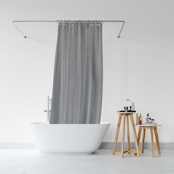 BISK Erga RIST, perdea de dus cu carlige (12 buc) 200x180 cm, gri, ERG-08378