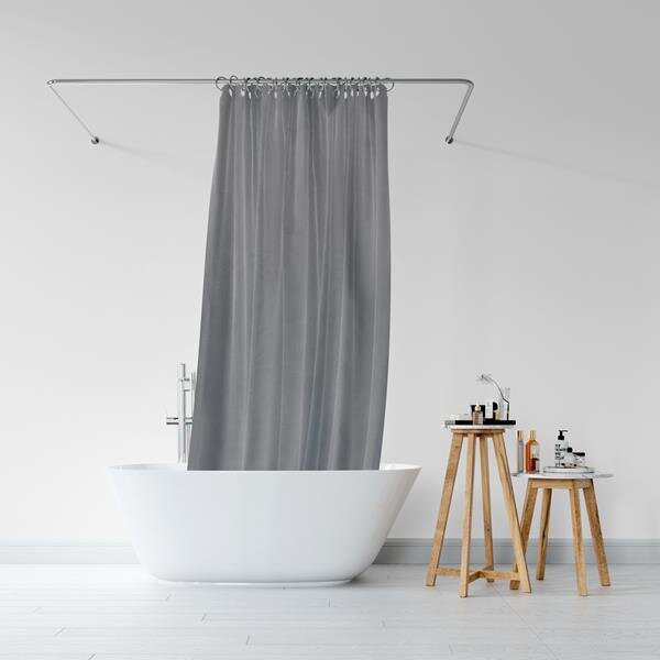 BISK Erga RIST, perdea de dus cu carlige (12 buc) 200x180 cm, gri, ERG-08378