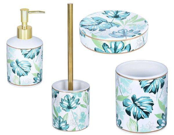 BISK Erga Samoa, dozator de săpun ceramic, pe picioare, alb-multicolor, ERG-08200