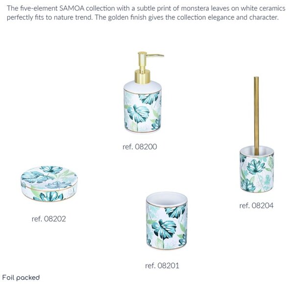 BISK Erga Samoa, dozator de săpun ceramic, pe picioare, alb-multicolor, ERG-08200