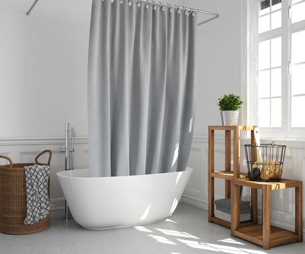 BISK Erga RIST, perdea de dus cu carlige (12 buc) 200x180 cm, gri, ERG-08378
