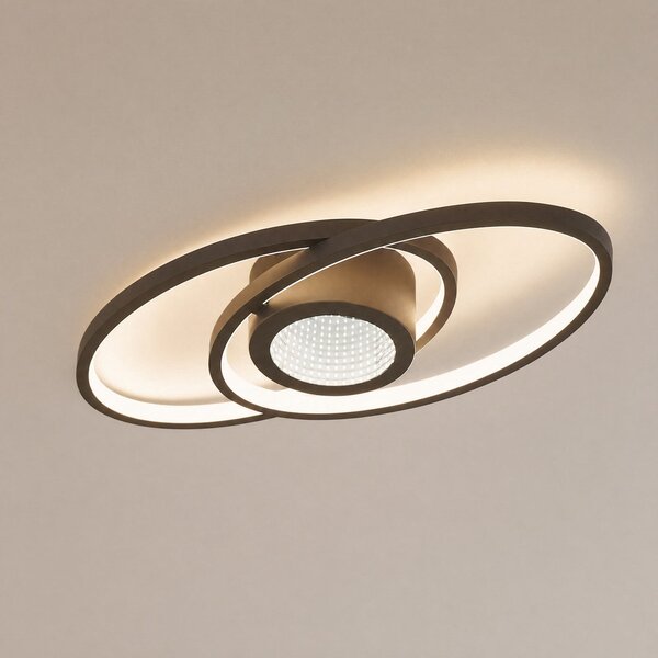Lindby plafonieră LED Thalina, 60cm, dimabil, Infinity Tunnel, reglabil, Negru, Camera de zi / sufragerie, Metal, Modern